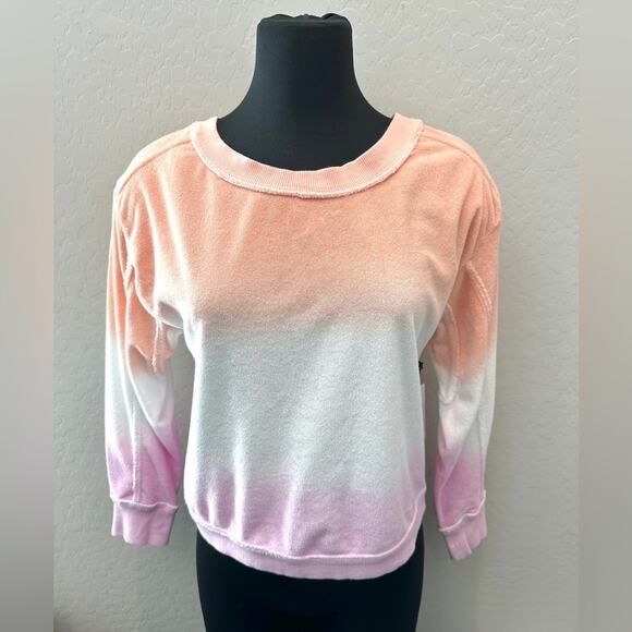BLACK TAPE | Orange Pink Dip Dye Sweatshirt Terry Cloth NWT | XS - Picture 2 of 8